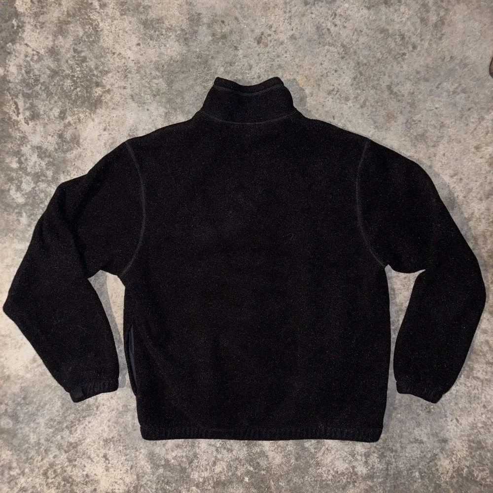 LL Bean Fleece Jacket Mens LR Black Pockets Mock Neck Outdoor Warm Full Zip Warm